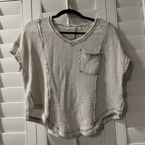 We The Free Textured White Short Sleeve Tee